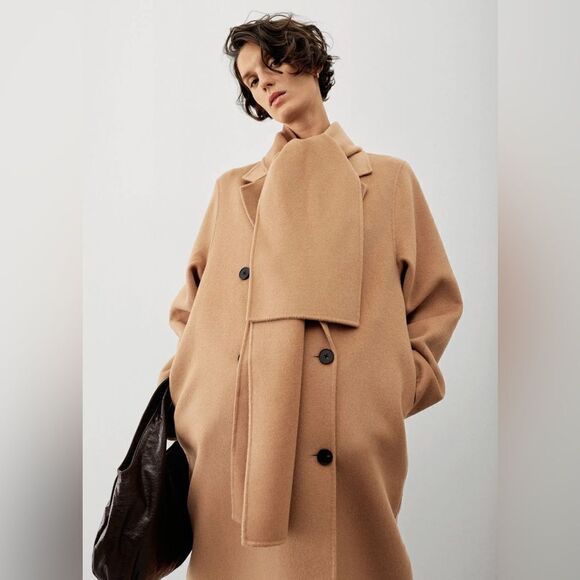 Mango Wool Blend Coat With Scarf New - Picture 14 of 17